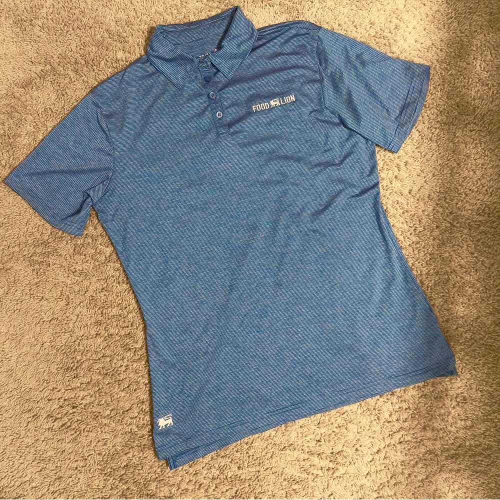 Food Lion Women’s Blue Striped Polo Shirt – Size Medium